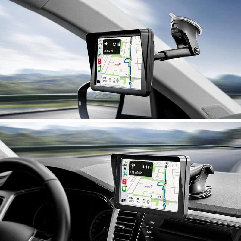 1Zero Replacement Suction Cup Car Mount for CarPlay Screen with Quick Extension Arm, Compatible with 7-11 Inch Portable Car Play Screens, Adjustable Dashboard Windshield in-Car Monitor Bracket Holder - Image 2